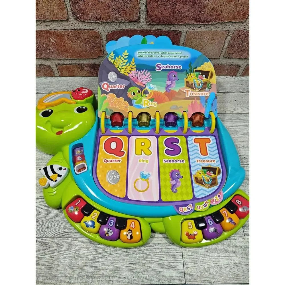 VTech Touch Teach Sea Turtle Interactive Learning Book Alphabet Numbers Lights